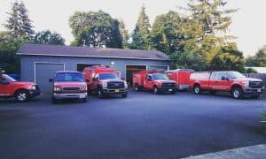 fleet of air duct cleaning trucks